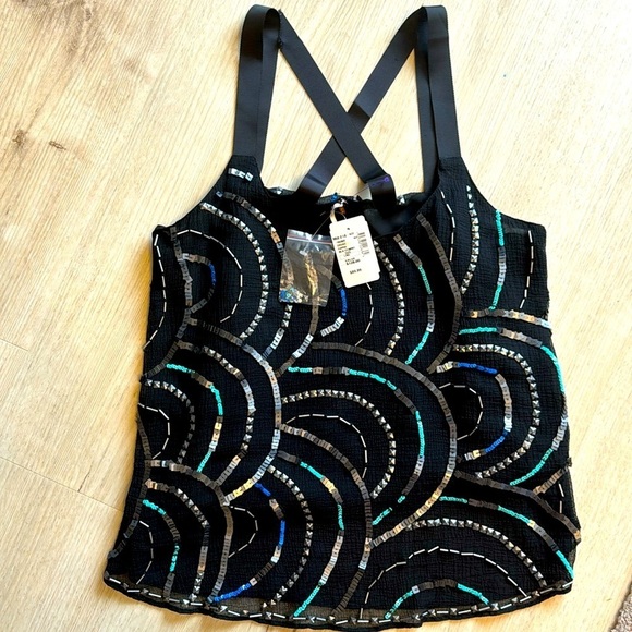 Free People Tops - Free People beaded cross back tank size Large NWT